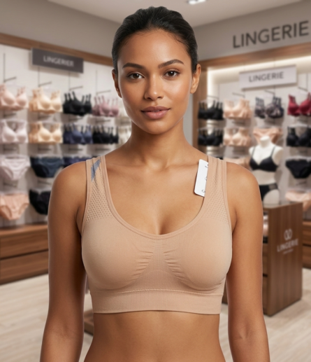 Fancy Sports Bra - Net Back - Fabric Straps - Image 4