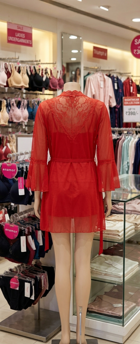 Erotic Bridal Red Nighty - 3 piece - Image 3