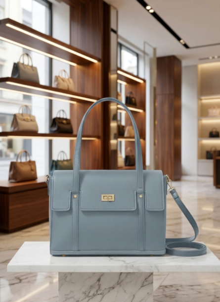 Elegant Women's Structured Top Handle Handbag with Detachable Shoulder Strap | Premium Leather Finish | - Image 3