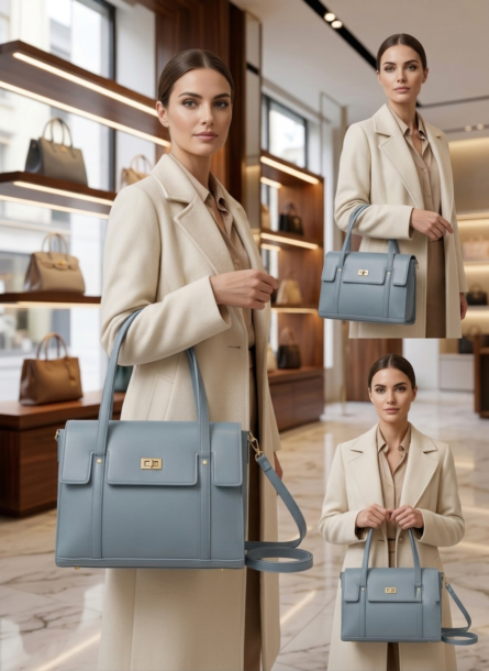 Elegant Women's Structured Top Handle Handbag with Detachable Shoulder Strap | Premium Leather Finish | - Image 4
